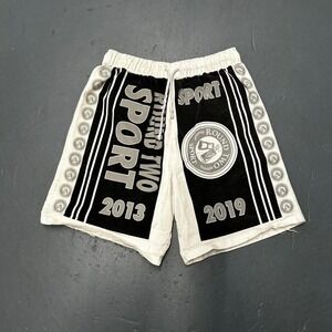 Round two vintage inspired streetwear all over print graphic cotton shorts